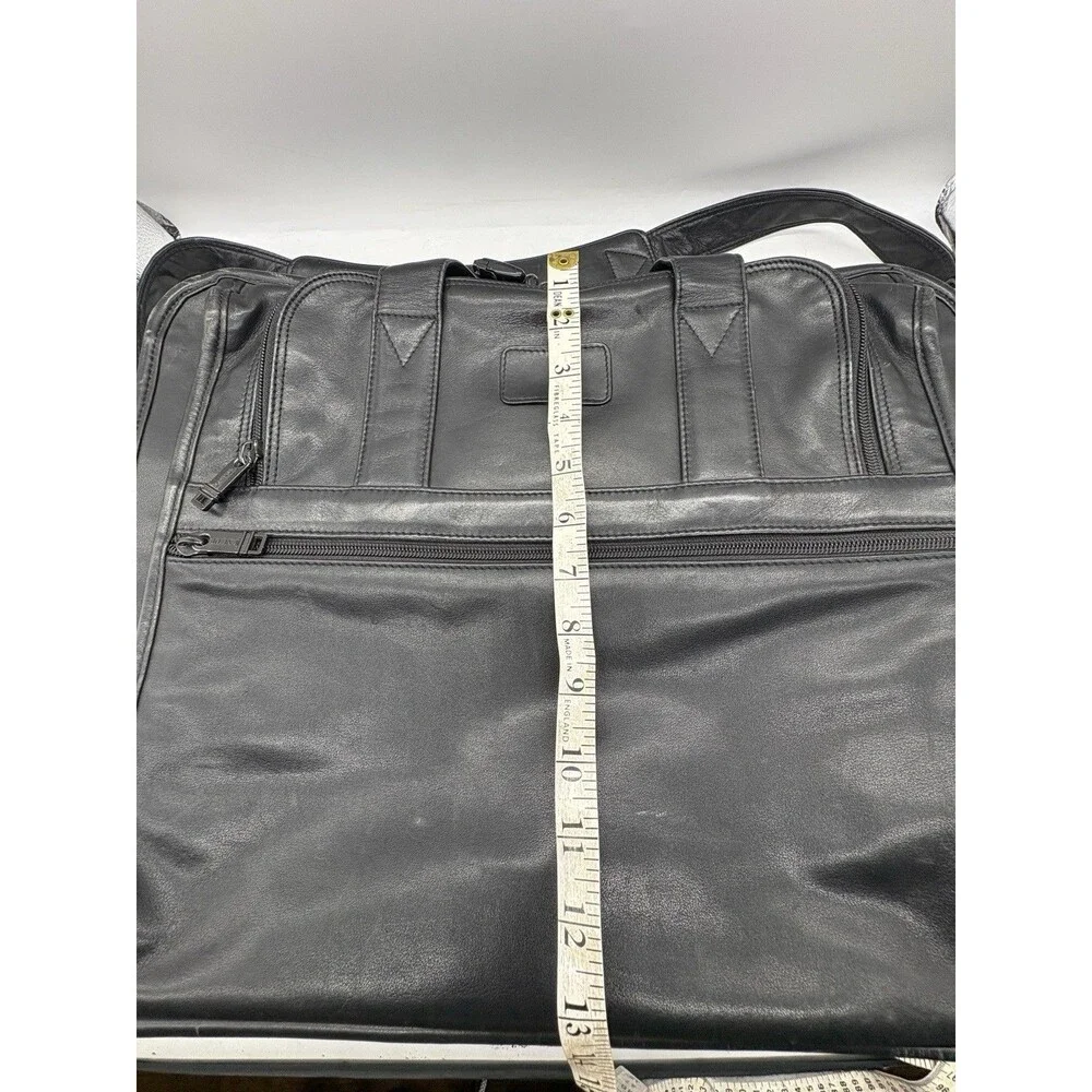 TUMI Alpha Black Leather Briefcase Laptop Messenger Bag 6”x13”x17.5”